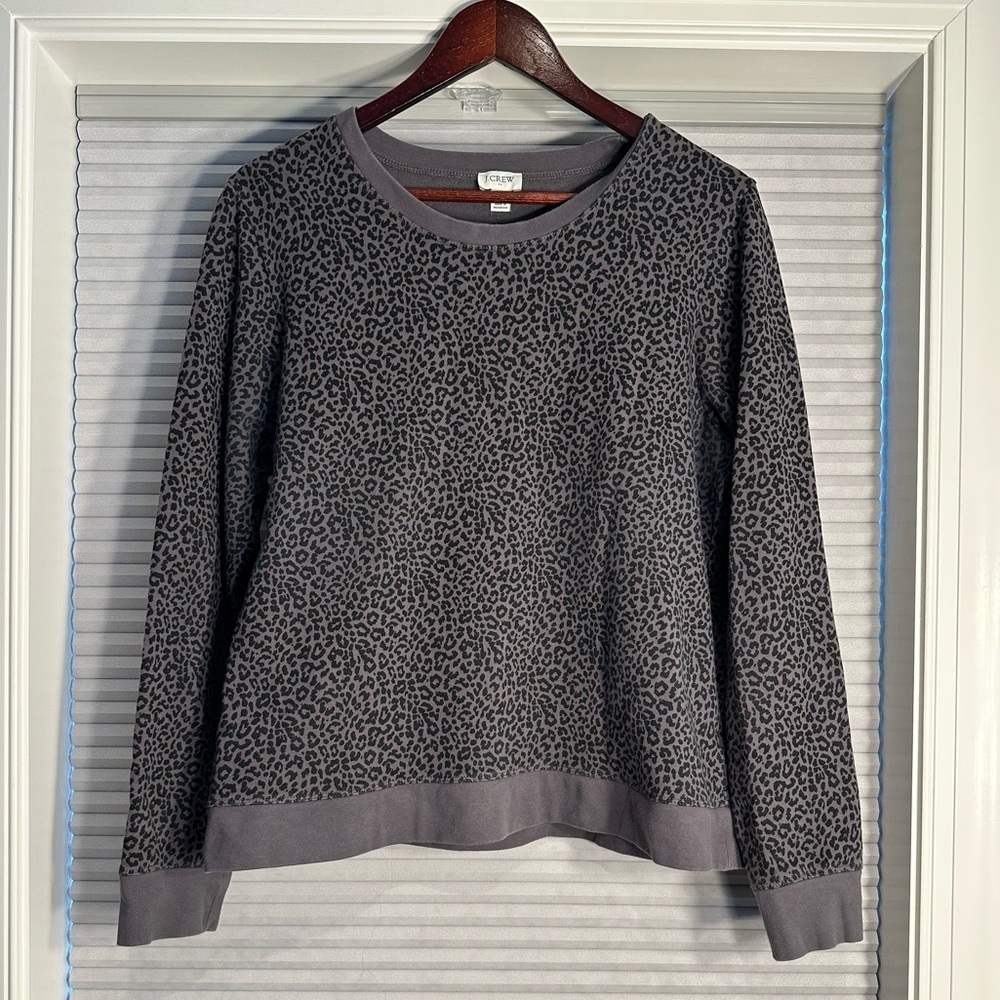J. Crew grey and black cheetah print sweatshirt